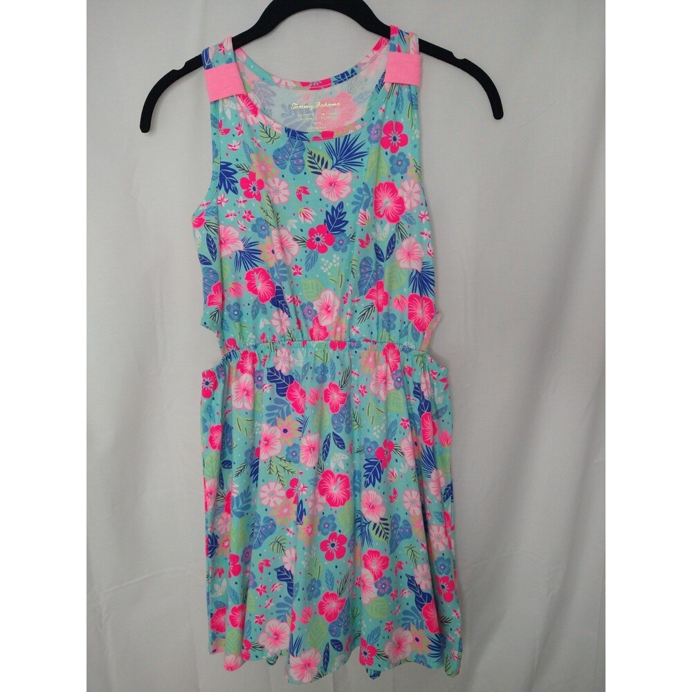 NWT Tommy Bahama Girl's L 10/12 Sleeveless Cotton Summer Dress Pink Blue floral